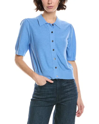 Michael Stars Sparrow Cashmere-blend Polo Sweater In Blue