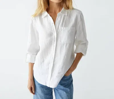 Michael Stars Spencer Linen Button Down Top In White