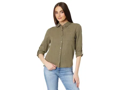 Michael Stars Spencer Pocket Long Sleeve Button Down In Multi