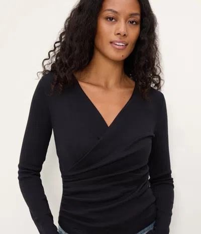 Michael Stars Stacie Shirred Long Sleeve Top In Molasses