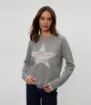 Michael Stars Star Jacquard Sweater In Heather Grey Combo