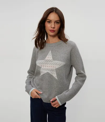 Michael Stars Star Jacquard Sweater In Heather Grey Combo