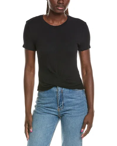 Michael Stars Stella Twisted Front Cropped T-shirt In Black