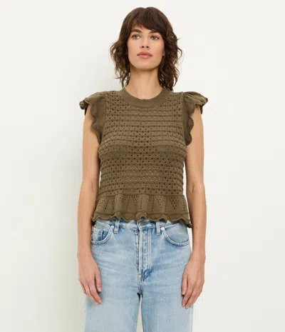 Michael Stars Stelle Flutter Sleeve Pullover In Green