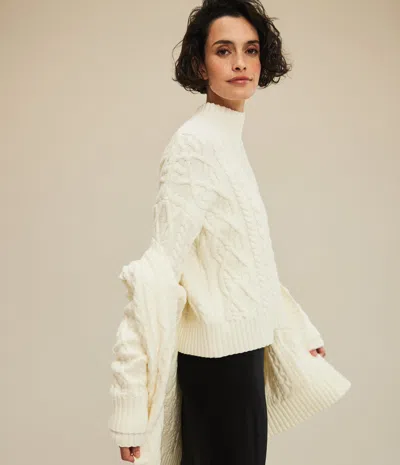 Michael Stars Suki Cable Knit Sweater In Heather Grey