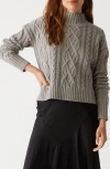 Michael Stars Suki Mock Neck Cable Stitch Sweater In Heather Grey
