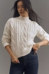 Michael Stars Adina Cable Stitch Sweater In White