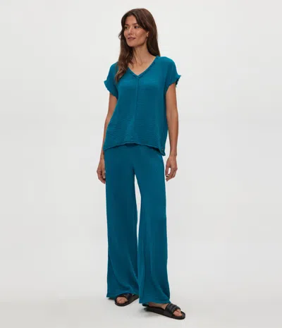 Michael Stars Simba Smocked Waist Pant In Lagoon In Blue