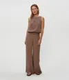 Michael Stars Smocked Wide-leg Pants In Cobblestone