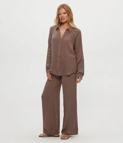 Michael Stars Smocked Wide-leg Pants In Cobblestone