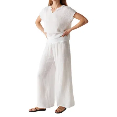 Michael Stars Smocked Wide-leg Pants In Chalk