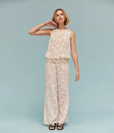 Michael Stars Susie Printed Gauze Pant In Neutral