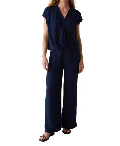 Michael Stars Susie Smocked Waist Pant In Nocturnal In Blue