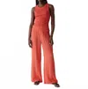 Michael Stars Susie Smocked Waist Pant In Spritz In Red