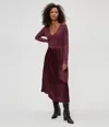 Michael Stars Sutton Mixed Fabric Satin Dress In Beetroot