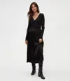 Michael Stars Sutton Mixed Fabric Satin Dress In Black