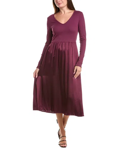 Michael Stars Sutton Mixed Media Midi Dress In Burgundy