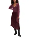 Michael Stars Sutton Mixed Fabric Satin Dress In Beetroot