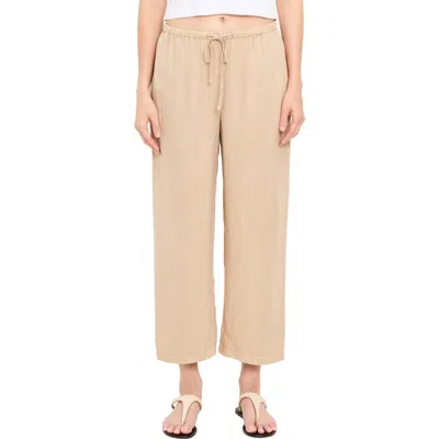 Michael Stars Tali Linen Blend Wide Leg Drawstring Pants In Neutral