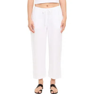 Michael Stars Tali Linen Blend Wide Leg Drawstring Pants In White