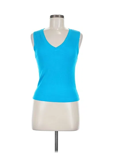 Pre-owned Michael Stars Tank Top Blue Plunge Neckline Tops