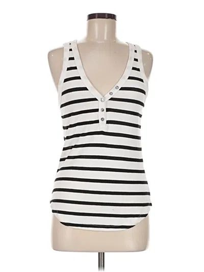 Pre-owned Michael Stars Tank Top White Plunge Neckline Tops