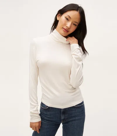 Michael Stars Tara Crop Turtleneck Top In Chalk In White