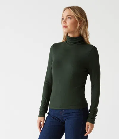 Michael Stars Tara Crop Turtleneck In Dark Matcha