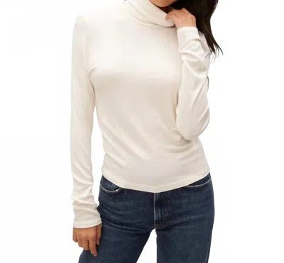 Michael Stars Tara Crop Turtleneck Top In Chalk In White