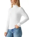 Michael Stars Tara Cropped Turtleneck Top In White