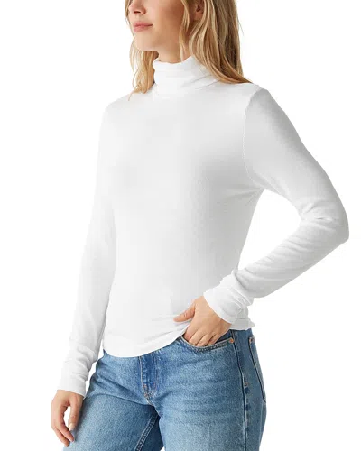 Michael Stars Tara Cropped Turtleneck Top In White