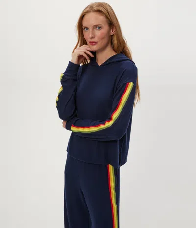 Michael Stars Taryn Striped Hoodie In Blue