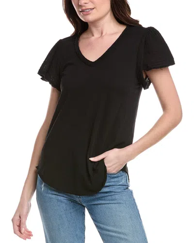 Michael Stars Tate Fabric Mix T-shirt In Black
