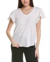 Michael Stars Tati V Neck Power Shoulder Top In White