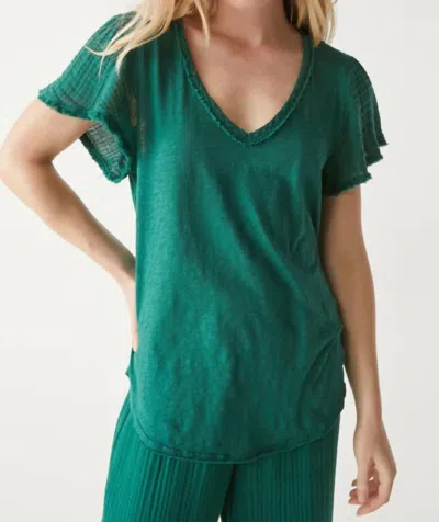 Michael Stars Tate Fabric Mix Tee In Ivy In Multi