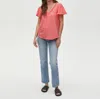 Michael Stars Tate Fabric Mix Tee In Passionfruit In Pink