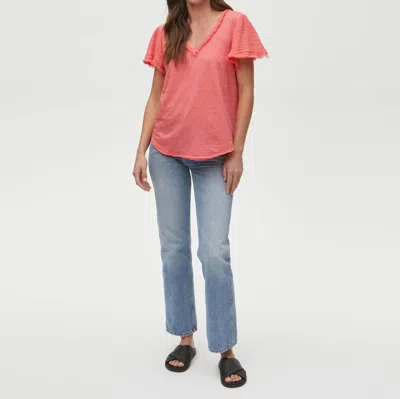Michael Stars Tate Fabric Mix Tee In Passionfruit In Pink