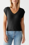 Michael Stars Tati Power Shoulder Rib Top In Black