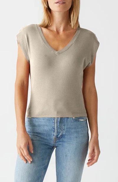 Michael Stars Tati Power Shoulder Rib Top In Neutral