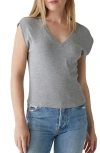 Michael Stars Tati Power Shoulder Rib Top In Gray