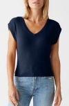 Michael Stars Tati Power Shoulder Rib Top In Blue