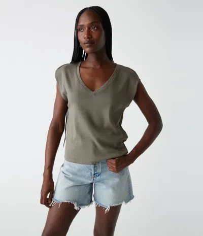 Michael Stars Tati Power Shoulder Top In Olive