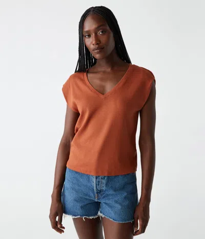 Michael Stars Tati Power Shoulder Top In Toffee