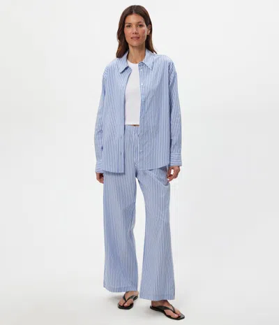 Michael Stars Taylor Striped Wide Leg Pant In Blue