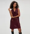 Michael Stars Tessa Satin Mini Dress In Beetroot