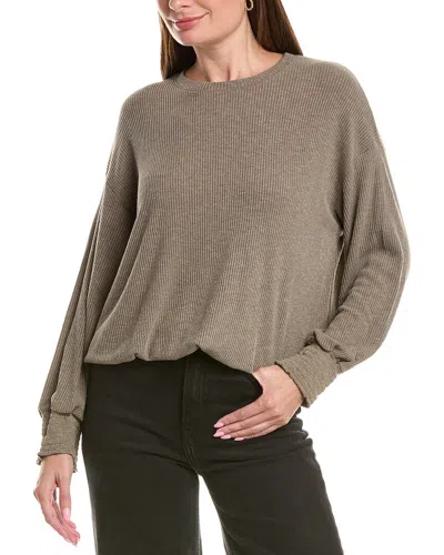 Michael Stars Tia Ribbed Crewneck Sweatshirt In Neutral