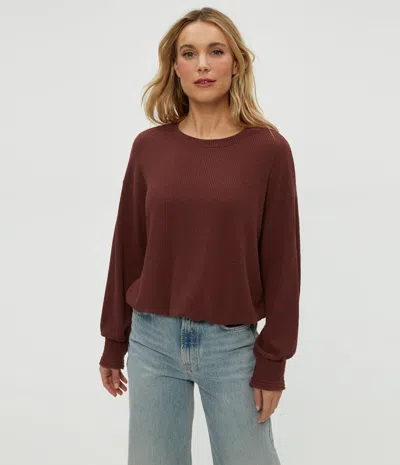 Michael Stars Tia Ribbed Top In Brown