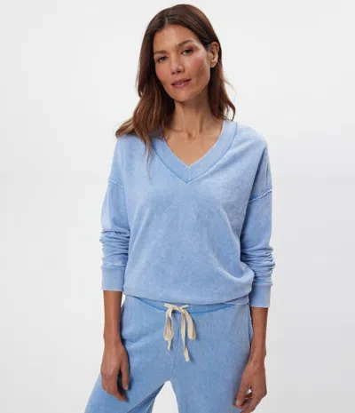 Michael Stars Tibby V-neck Sweatshirt In Blue