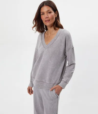 Michael Stars Tibby V-neck Sweatshirt In Gray