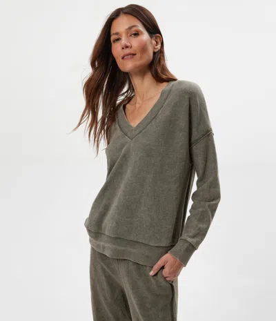 Michael Stars Tibby V-neck Sweatshirt In Gray